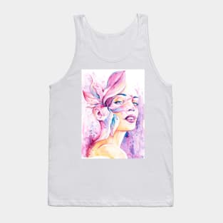 Tulip - Watercolor Floral Girl Painting Tank Top